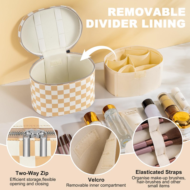 UUYUUY - Estuche de maquillaje para cambiador, blanco, beige (Beige