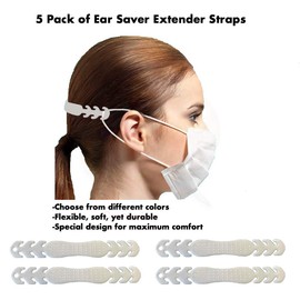 Flexible Plastic Ear Protectors Savers Extender Strap for Face Covering, Soft TPE Silicone, Durable, Bendable Comfortable Reusable Adjustable, Many Colors/Quantities