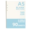 90 Sheets A5 6 Ring Blank Paper Binder Refills, Blank