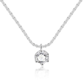 Puliyunxiang Silver S925 Necklace, Women's 6 Prong Single Grain Diamond, Pendant Necklace, Women's Birthday Anniversary, Gift, Accessory, Popular and Fashionable Jewelry