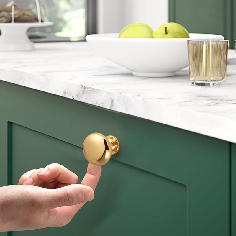 Probrico Pack of 5 Brushed Gold Cabinet Knobs, Gold Cabinet