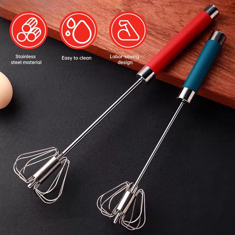 2 Pack Hand Egg Whisk Beater, Stainless Steel Mini Hand