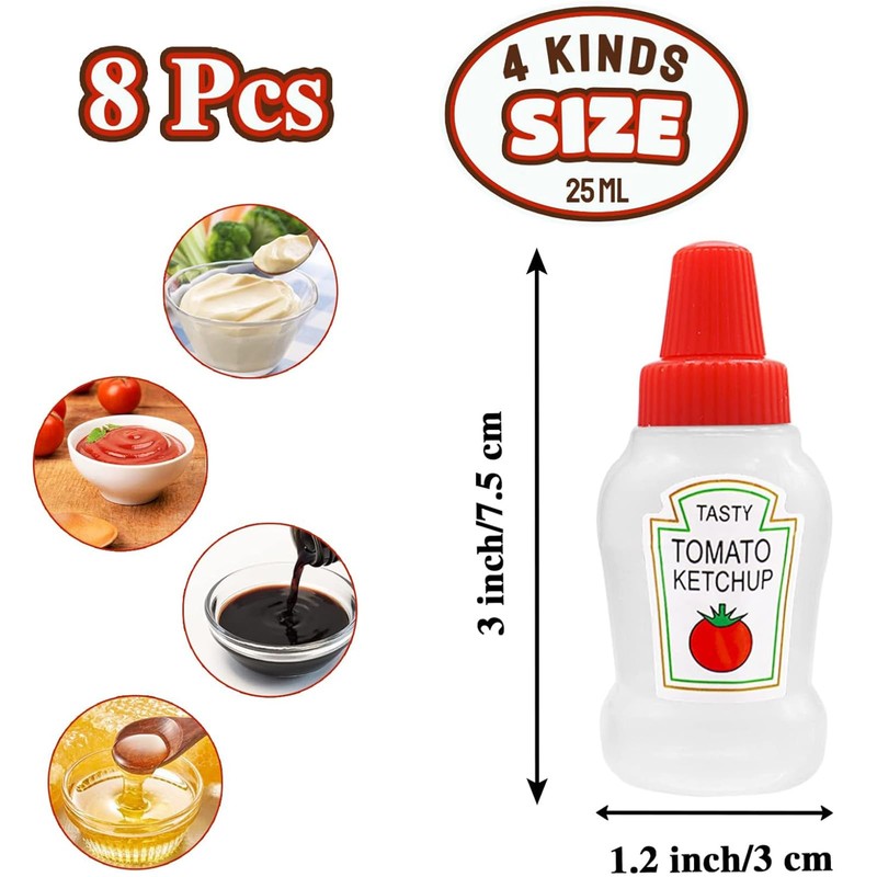 8 Pcs Mini Condiment Squeeze Bottles,25ml Condiment Squeeze Bottle,Plastic Portable