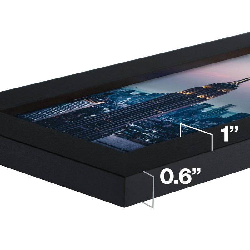 Frame Amo 5x7 Black Modern Picture Frame, 1 inch Border,