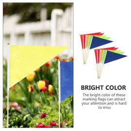 POPETPOP Bunting Flags, Pack of 10 Mini Hand Hold Flag, 21 x 30 cm Flags with Pole and Spear Tip for Dog Poo Marking Flags, Construction Site Flags, Lawn Flags