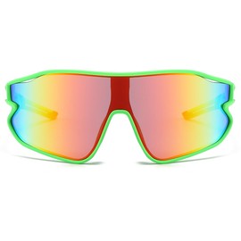 NIDOVIX Kids Baseball Sunglasses for Girls Boys Age 6-16, UV400 Youth Baseball Sun Glasses Teens Sports Cycling Shades (Green/Red Mirror)