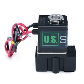 - Válvula solenoide de 1/4 pulgadas normalmente cerrada (N.C.) 12 VDC nailon (nuevo polímero mejorado resistente a las grietas) tapa azul por U.S. Sólido