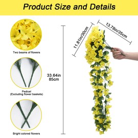 Fairblo 3 Pack Hanging Artificial Violet Ivy Flowers Artificial Hanging Flowers Fake Hanging Plant for Home Wedding Garden Yard Indoor Outdoor Decor (Yellow)