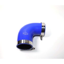 LTI Universal 63mm-70mm 4-Ply Reinforced High Performance 2.5"-2.75" ID 90 Degree Elbow Reducer Silicone Hose Coupler With T Bolt Clamp T304 Stainless Steel (2.5"-2.75" BLUE)