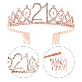 RosewineC 21st Birthday Sash Rhinestone Birthday Crown Women Girls Birthday Tiara,Birthday Gifts for Women 21st Birthday Party Supplies