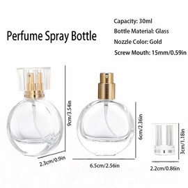 Rowcay 3 Pcs Perfume Bottle Atomizers, Fine Mist Refillable Perfume Bottle -Glass Portable Travel Bottle Empty Perfume Dispenser Containers for Essential Oil and Perfume (30ml)