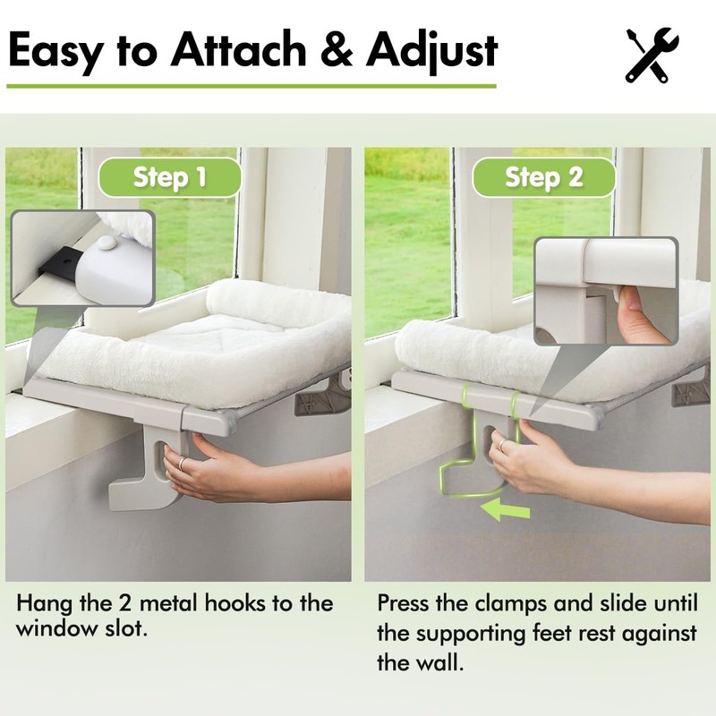 Zoratoo Cat Window Sill Perch with Large Bolster, Easy to