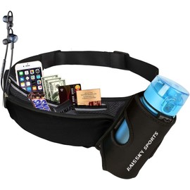 HAISSKY Running Pouch, Water Resistant, Large Capacity, Plastic Bottle, Non-Shaking, Running, Smartphone Pouch, Ultra-thin, Lightweight, Waterproof, Sweatproof, Waist Bag, Earphone Hole, Smartphone