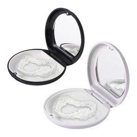 COYUN 2 Stück Zahnspangendose Gebissdose, Zahnprothesen Behälter, zahnprothesen behälter,Zahnschiene Box, Prothesendose,Spiegelhalterbox,mit Spiegel