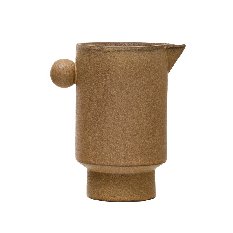 Creative Co-Op Modern Small Stoneware Pitcher or Vase, Putty Brown