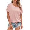 ENMAIN Womens Oversized Basic Tops Pink Casual Crewneck Loose Fit
