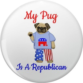 Funny Political Dog My Pug Is A Republican Lapel Bin Brooch Badge Pin 0.75"