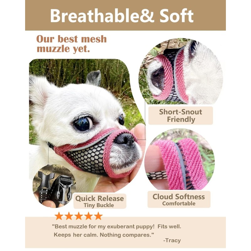 Dog Muzzle, Soft Mesh Muzzles for Small Dogs, Chihuahua Shih