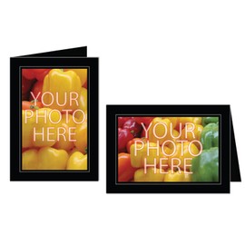 Photographer's Edge, Photo Insert Card, Black Linen with Silver Border, Set of 10 for 4x6 Photos