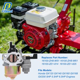 FitBest GX160 Carburetor for Honda GX120 GX160 GX200 5.5HP 6.5HP Engines – Predator 212cc Replacement – Go Kart, Pressure Washer, Lawn Mower Compatible