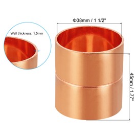 PATIKIL Copper Fitting 38mm Inner Diameter Copper Coupling Fitting Roll Tube Stop Straight Pipe Fitting Welding Joint for HVAC Air Conditioning Pipe Refrigeration