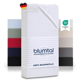 Blumtal Basics Jersey Fitted Sheet 180 x 200 cm – Oeko-Tex Certified, 100% Cotton, up to 25 cm Mattress Height, White