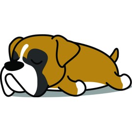 Cute Sleepy Lazy Boxer Puppy Dog Cartoon Vinyl Sticker, Boxer
