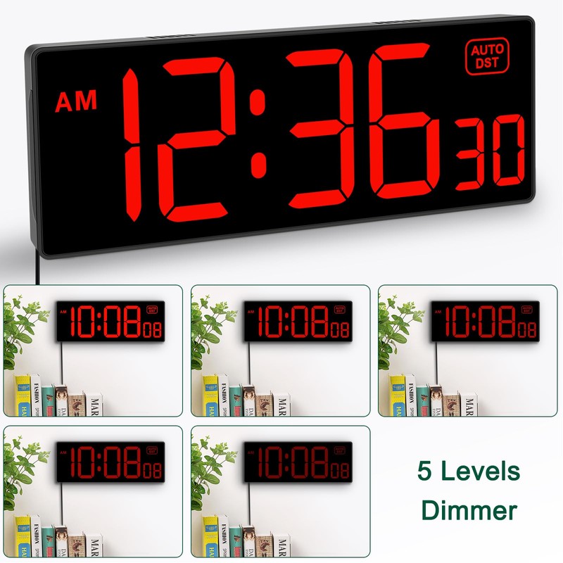Soobest LED Digital Wall Clock, Large Digital Clock Bold Numbers
