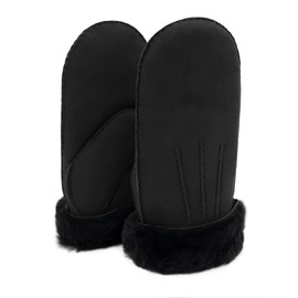 Rohn Moden Lambskin Mittens Arber for Men and Women Made of 100% Soft Spanish Merino Sheepskin in Dark Grey/Black, darkgray