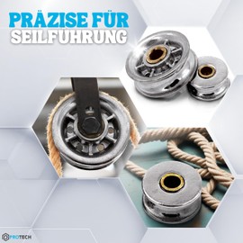 PROTECH Set of 2 Rope Pulleys 50 mm Wire Rope Roll Steel Cable Block Cable Pulley Stainless Steel Pulley
