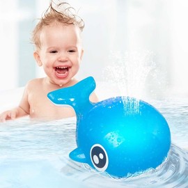 yotutun Baby Bath Toy, Baby Bath Toy, Dual Waterproof Toddler Bathtub Sprinkler Water Toy, LED Whale Induction Automatic Water Jet for Baby Children