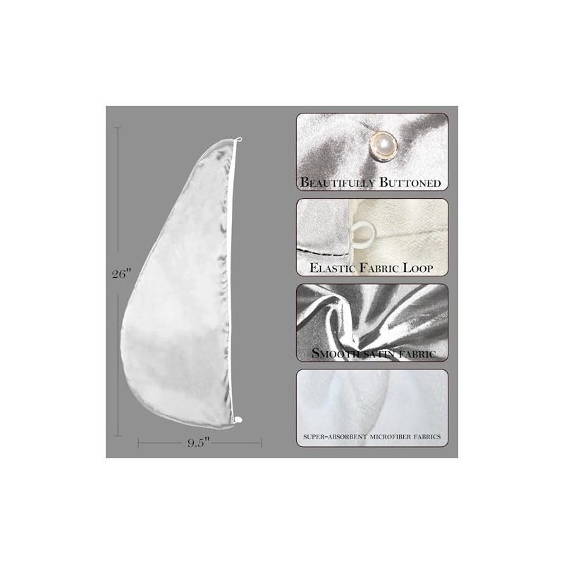 Toalla de satén para el cabello, toalla de pelo súper