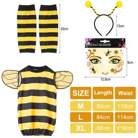 Sprinlot Sprinlot Bienenkostüm Erwachsene, Bienenflügel Damen, Bienen Kostüm L mit Flügeln Haarbänder, Kostüm Karneval Dress Up Party Cosplay Damen C14