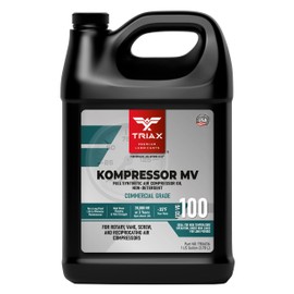 TRIAX Kompressor MV 100 Full Synthetic ISO 100 (SAE 30) Air Compressor Oil - Non-Detergent - for Rotary, Vane, Screw, Reciprocal - High Temp, 20,000 Hour Life (1 Gallon)