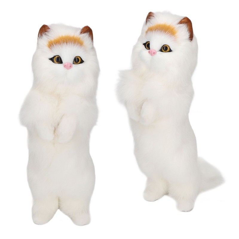 Furry Cat Figurine Realistic Simulated Adorable Lovely Decorative Plush Cat