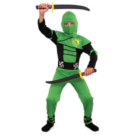Magicoo Ninja Costume for Children Boys Size 92 to 140 Green - Kid’s Ninja costume.