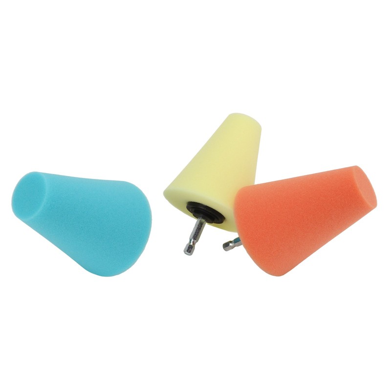 3PCS Hub Conical Polishing Sponge Buffing Foam Pad Wheel Care