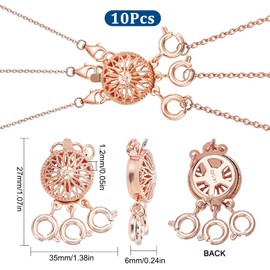 SUNNYCLUE 1 Box of 6 Necklace Layered Clasp Necklace Separator Multilayer Necklace Clasp Rose Gold Multi-Strand Clasps for Jewellery Making Bracelets Stackable Chain