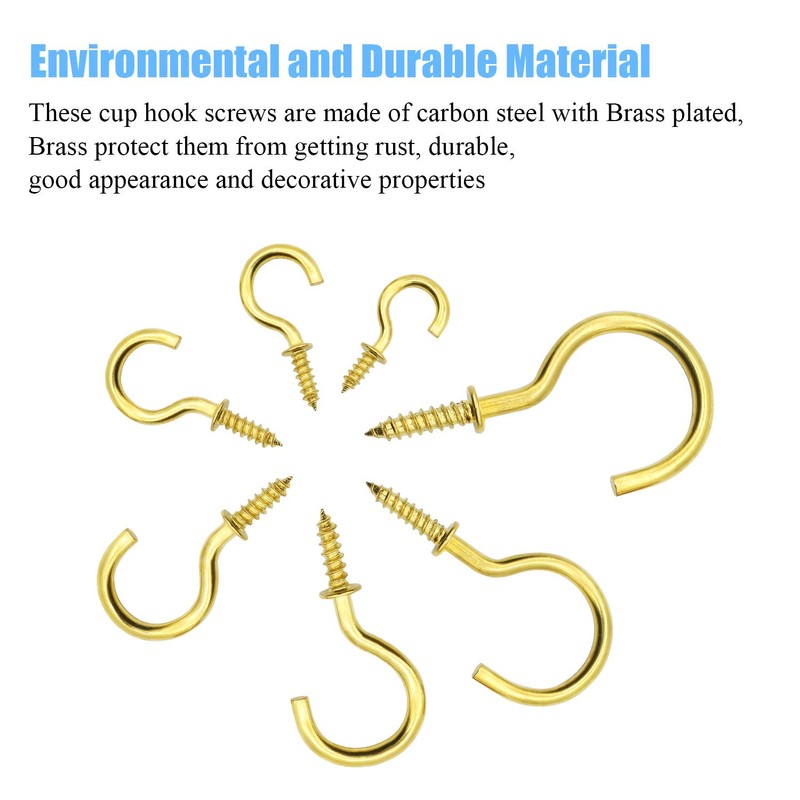 Cup Screw Hooks for Hanging, DYWISHKEY 136PCS 7 Sizes Cup