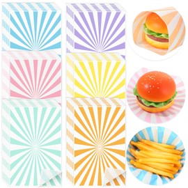 Dunzoom 120 Pastel party Supplies Pcs Deli Paper Sheets 12×8", Striped Pastel Wax Paper Sheets for Food Pastel Basket Liners Sandwich burger Wrapping Paper Liner for Party Home Picnic Kitchen