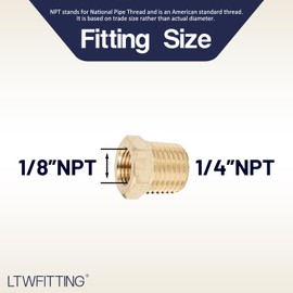 LTWFITTING No Lead Brass Hex Pipe Bushing Reducer Fittings 1/4" Male x 1/8" Female NPT (Pack of 25)