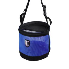 Harrison Howard Horse Muzzle Feed Bag Nylon Mesh Grain Feed Bag with Padded Neck Strap Adjustable Belt Dark Blue Medium