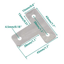 Stainless Steel Mending Bracket Plate ULIFESTAR T Type Mending Plate,Flat Repair Plate for Wood,Metal Straight Fixing Joining Shelf Support for Shelves,Furniture and Cabinet 10 Pack (1.6x1.6'')