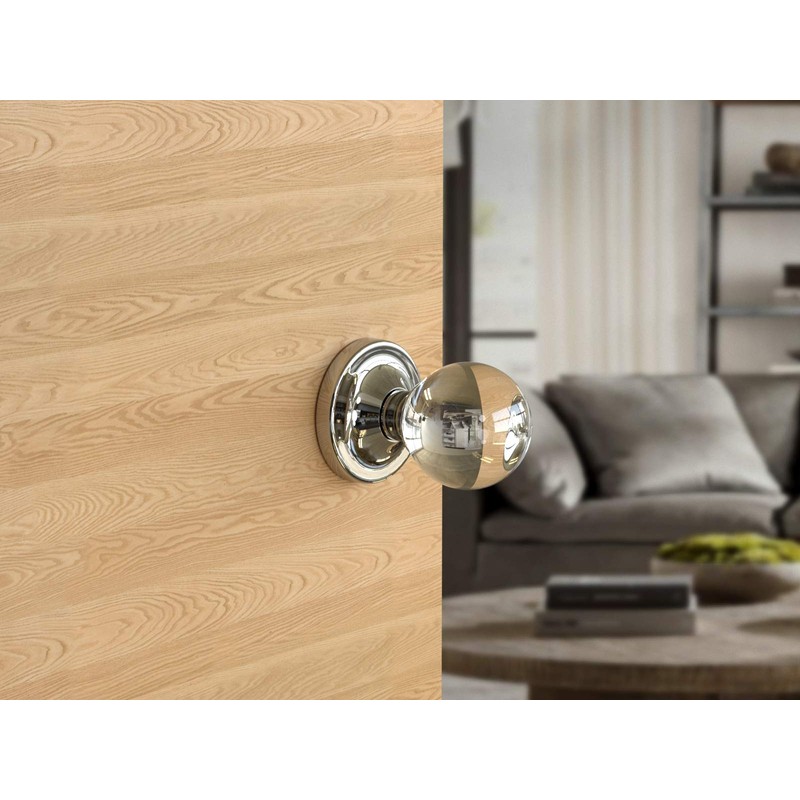 Kobelle Passage Round Ball Crystal Door Knobs Polished Chrome Round
