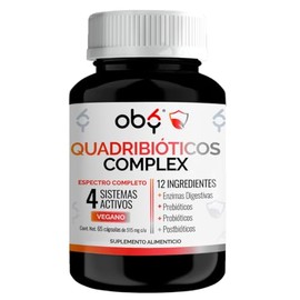 Enzimas digestivas  Probioticos  Prebioticos  Postbioticos  Fórmula Vegana 4 en 1 - Oby Quadribióticos Complex  Suplemento Alimenticio para Hombre y  