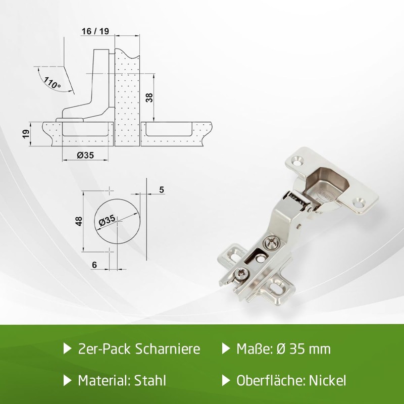 Amig - Set of 2 Pot Hinges Super Angled Nickel-Plated