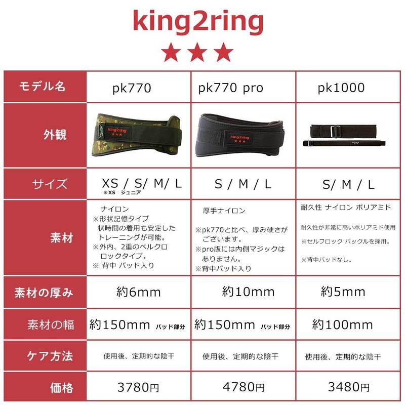 king2ring PK770 Training Belt, Lifting Belt, Power Belt, 9 Colors,