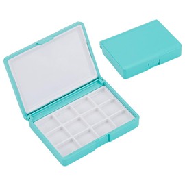 arricraft 1 Pc Cyan Rectangle Watercolor Palette Box Portable, 12 Grids Case Plastic Mini Size Empty Travel Palette Box with Lid Art Paints Storage Container for DIY Watercolor Oil Painting
