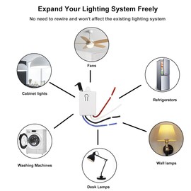 QIACHIP Mini Receiver Kit, 100ft RF Range,AC 110V 120V Wireless Wall Light Switch No Wiring, No WiFi Required, for Lights, Ceiling Lights, Fans