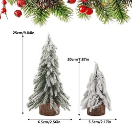 WANYI 52 Pieces Christmas Tree Table Decoration Mini Christmas Tree Snowflakes Decoration Small Christmas Tree Artificial Christmas Tree with Wooden Base for Indoor Christmas Decoration (A)